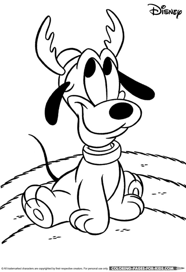 Disney Christmas Coloring Book Page Pluto Reindeer Christmas