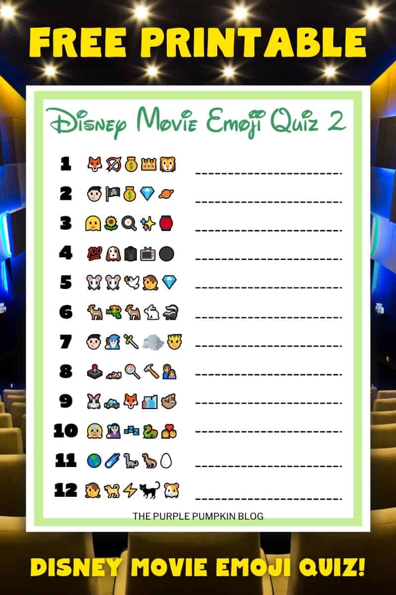 Disney Movie Quiz Printable