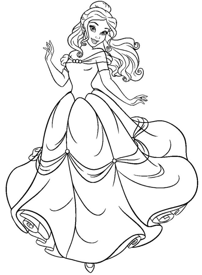 free disney belle coloring pages