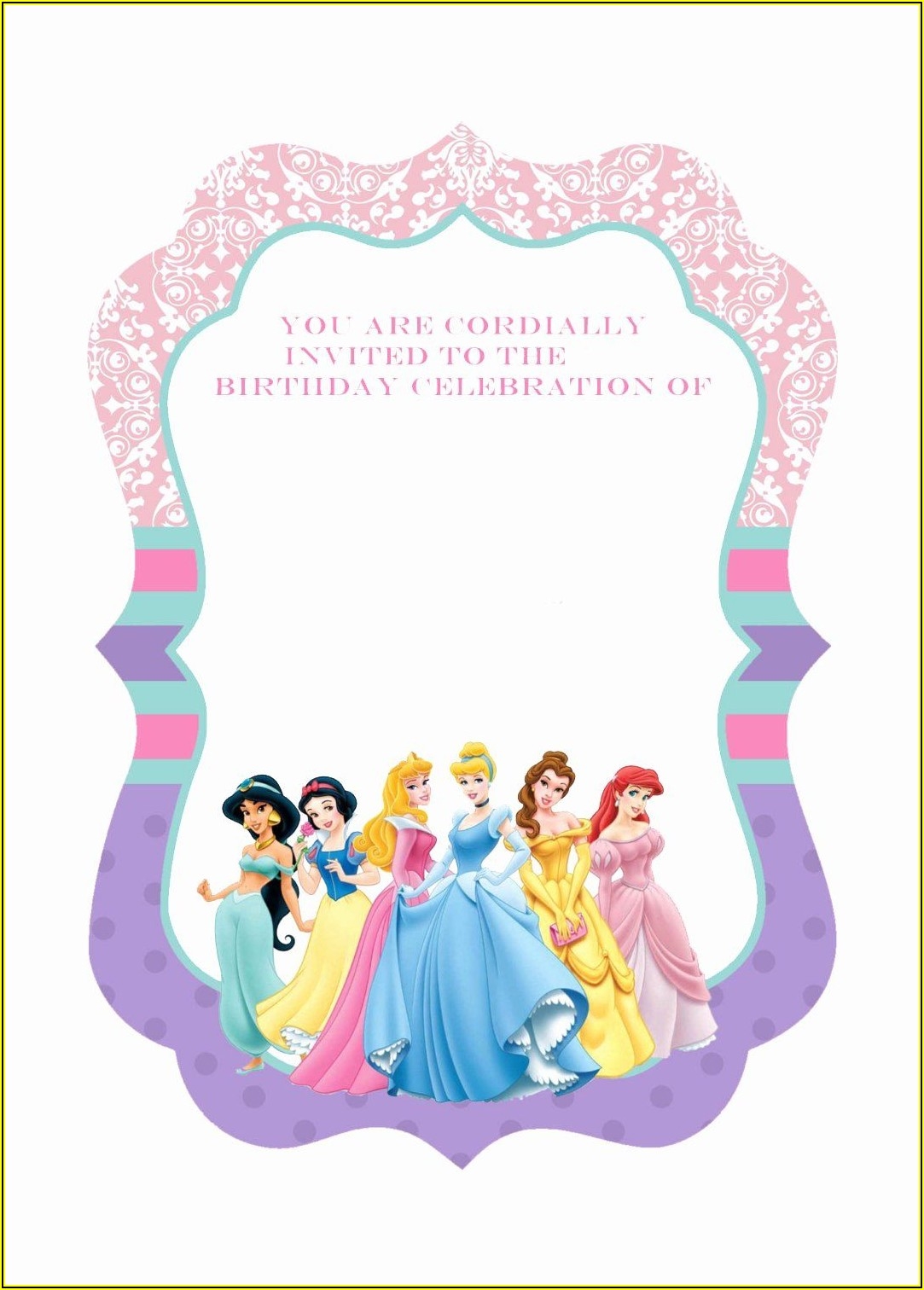princess invitation card template