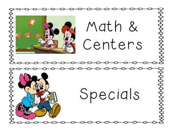 Disney Schedule Cards By Kristen Russo Teachers Pay Teachers