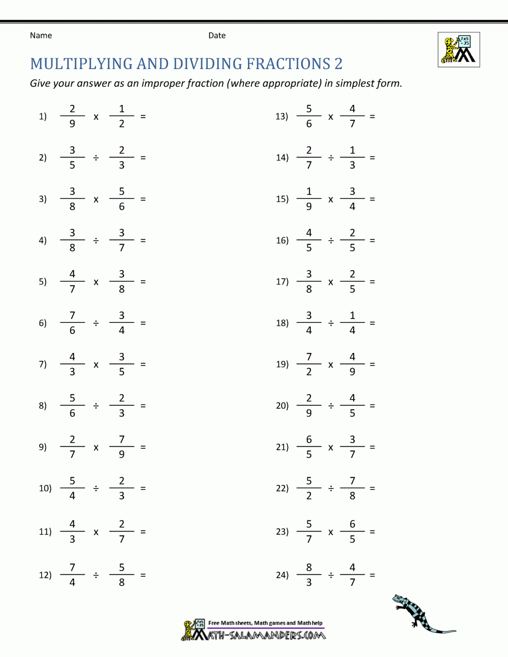 Dividing Fractions Worksheet Worksheets Library