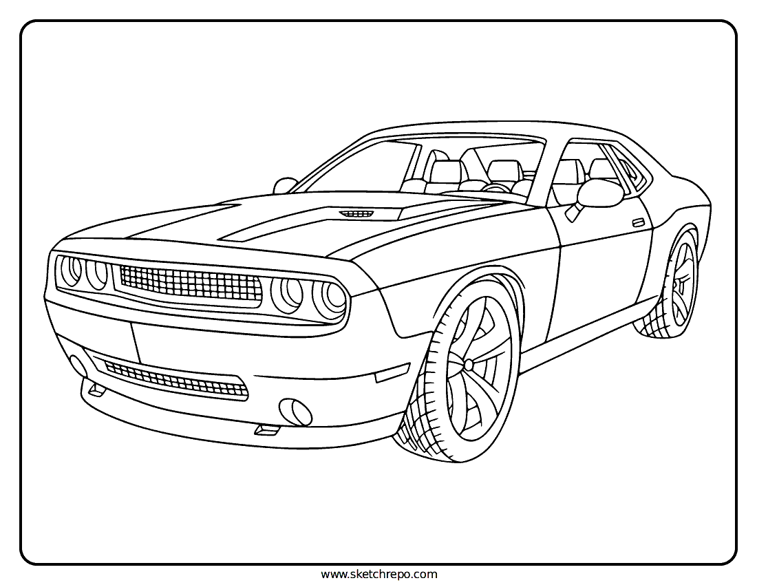 Dodge Challenger Coloring Page Coloring Nation