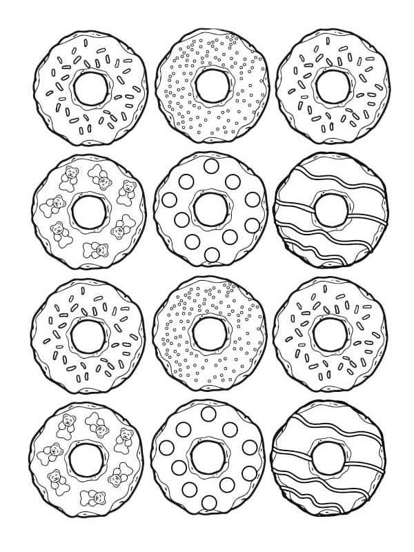 Donuts Coloring Page