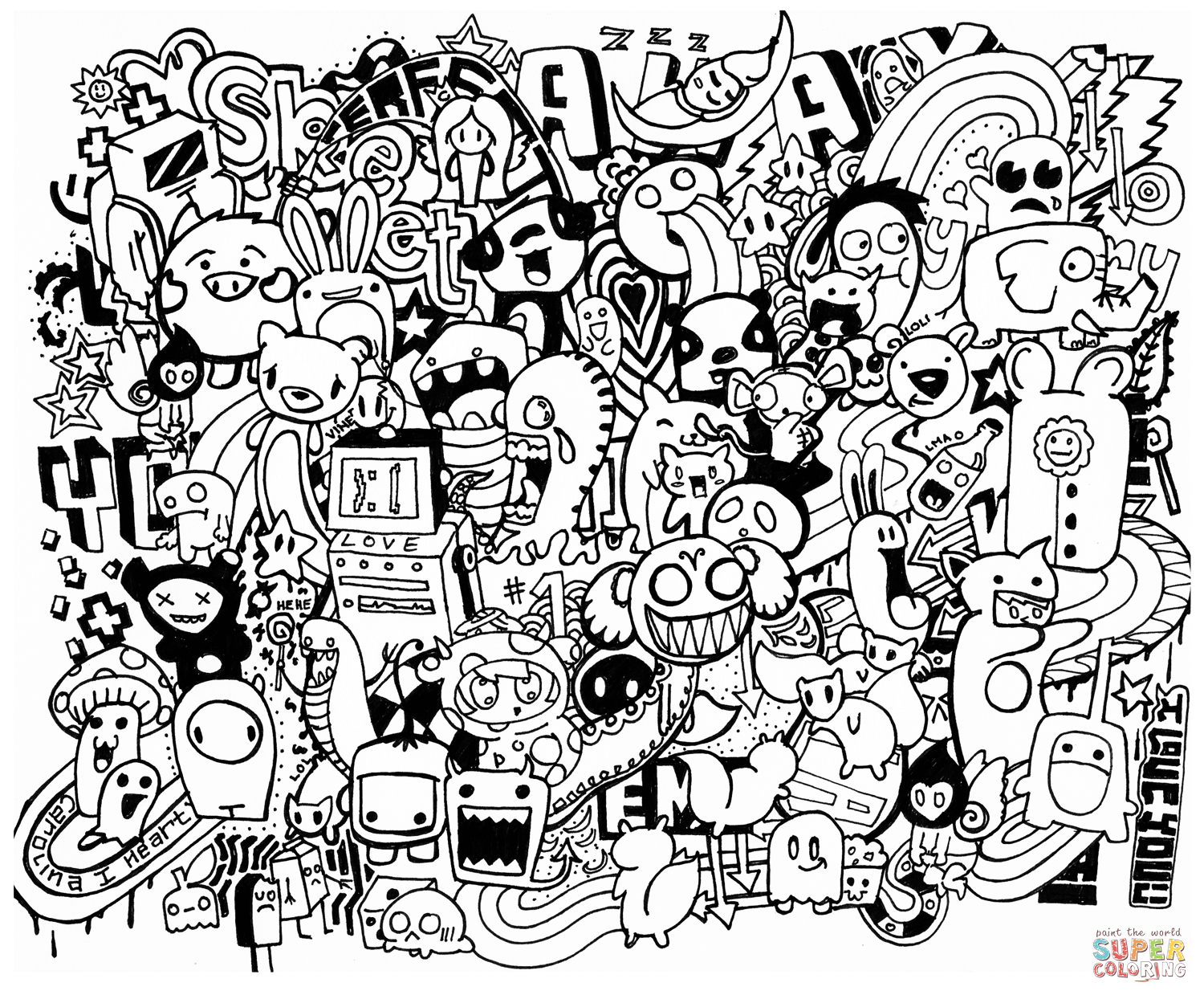 doodle coloring pages free
