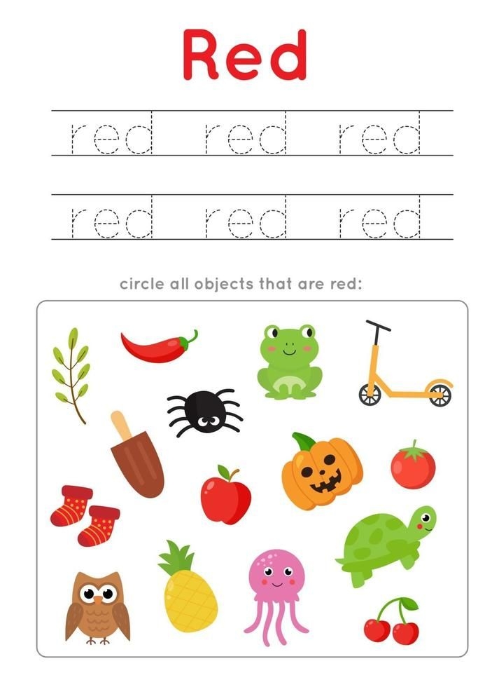 Download Learning Red Color For Preschool Kids Writing Practice For 