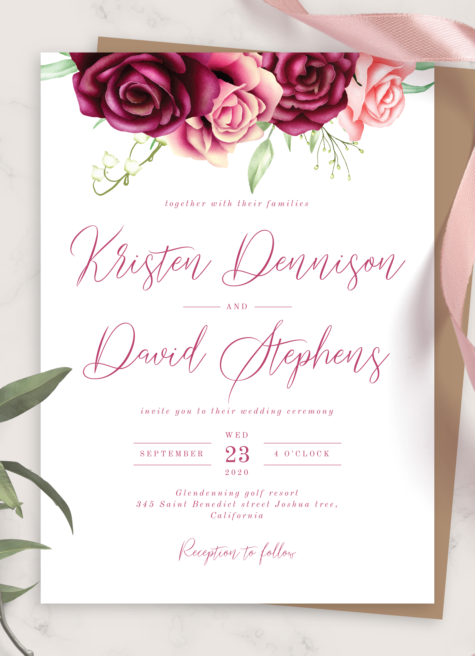 rose invitations templates