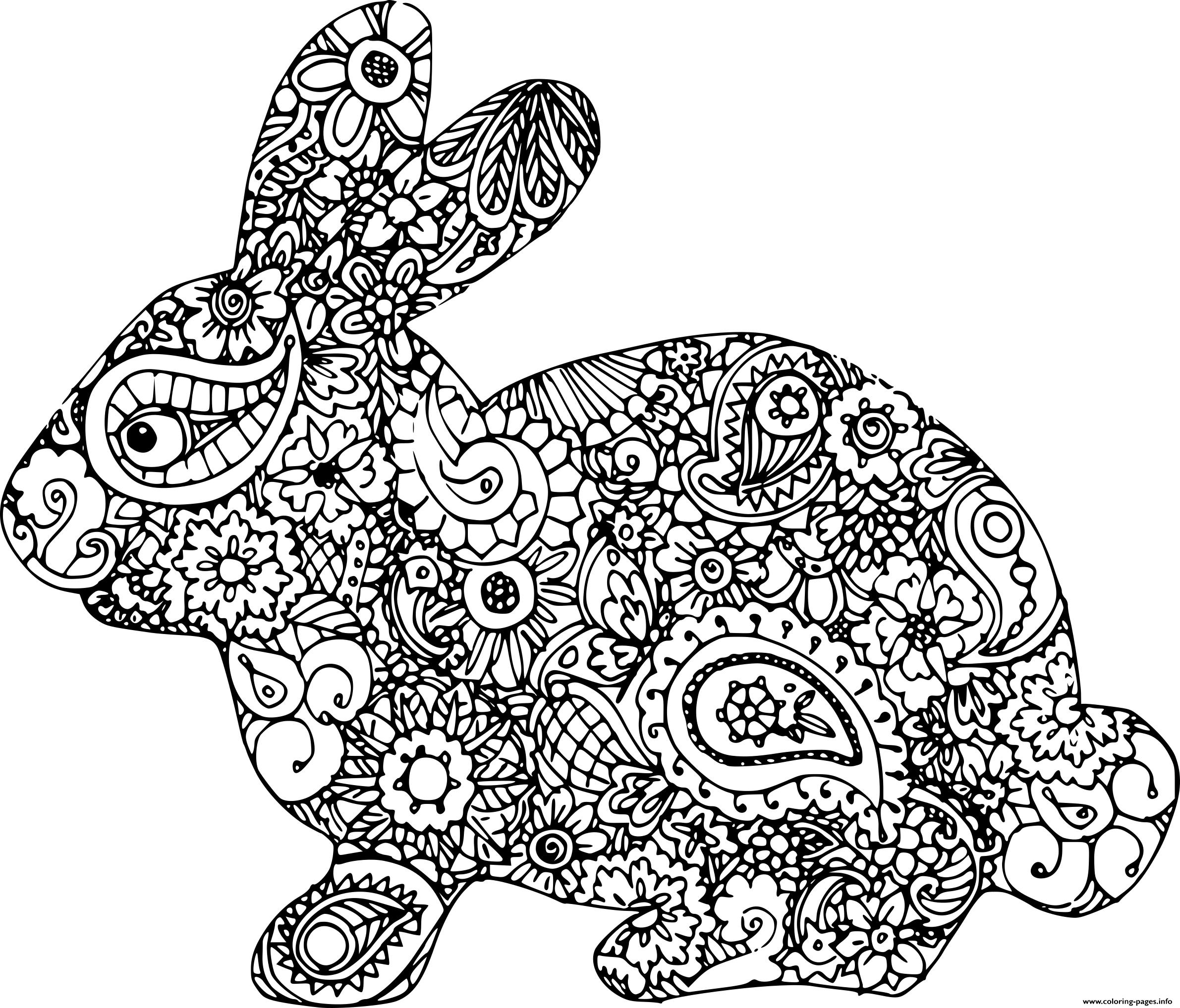 Easter Bunny Adult Difficult Coloring Page Printable