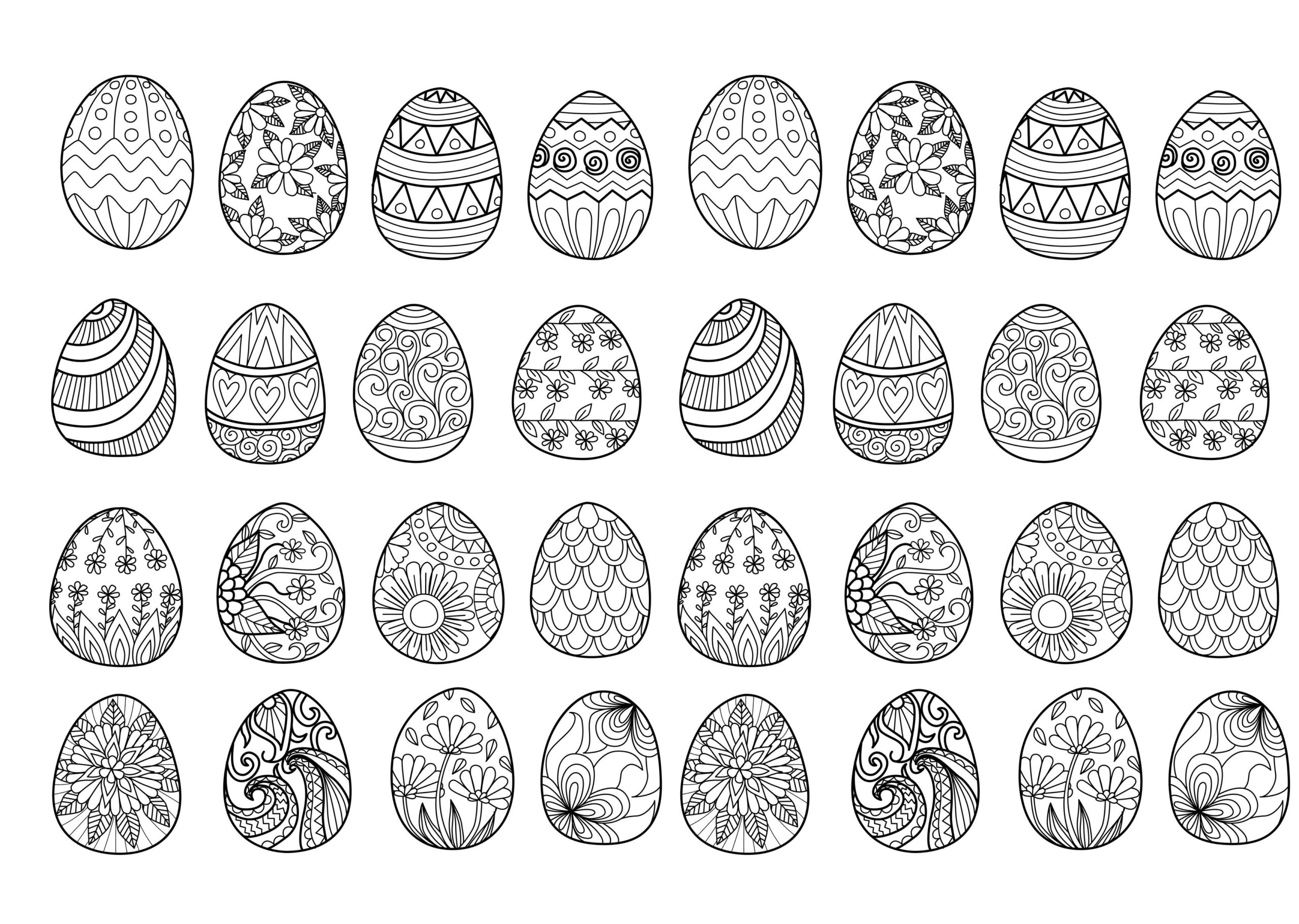 Easter Eggs Complex Easter Adult Coloring Pages