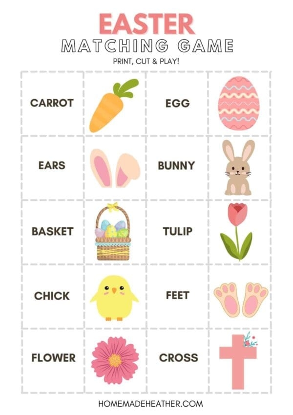 Easter Matching Game Printable Homemade Heather