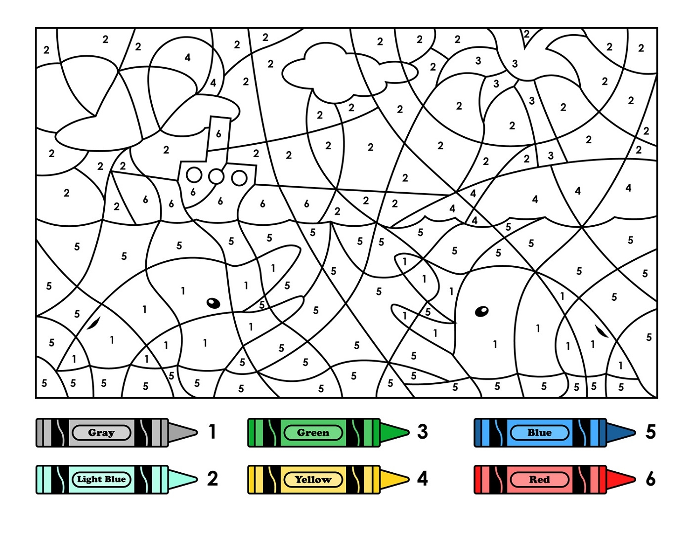 color by number free printable coloring pages