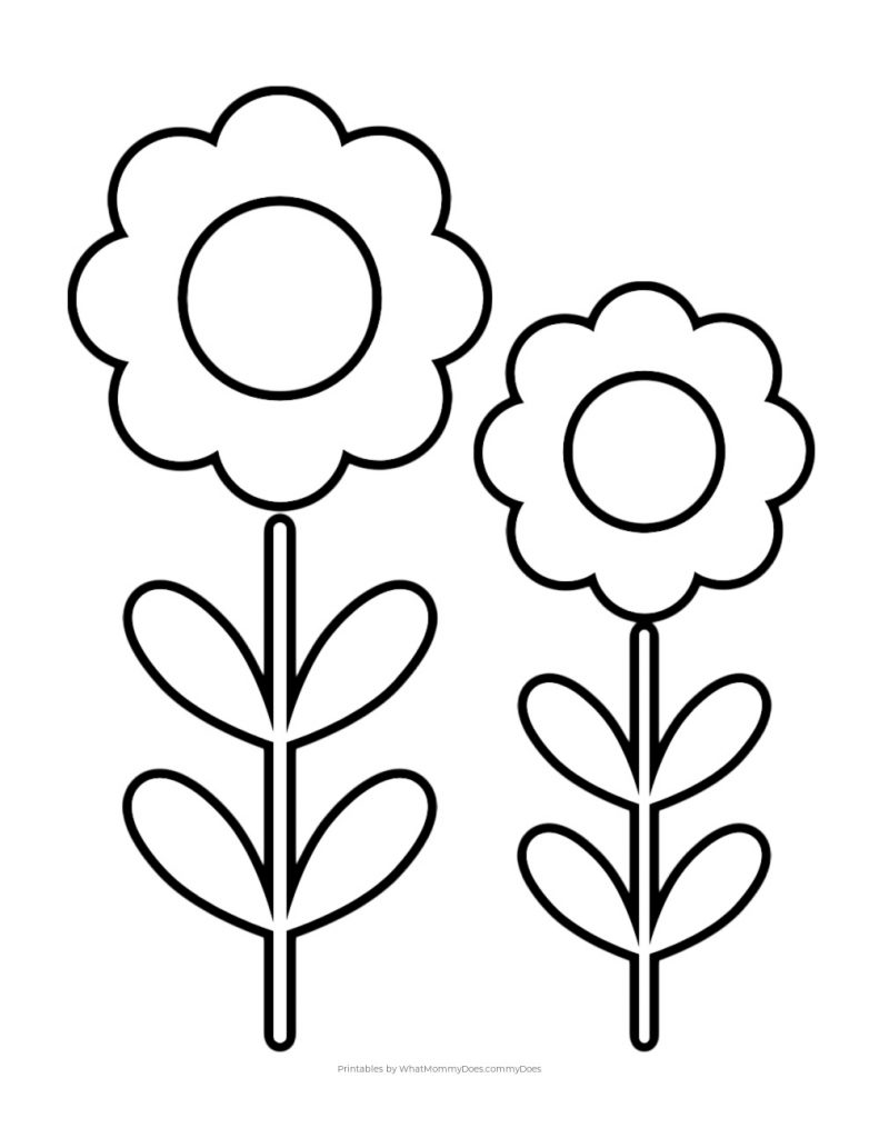 Easy Flowers Coloring Pages