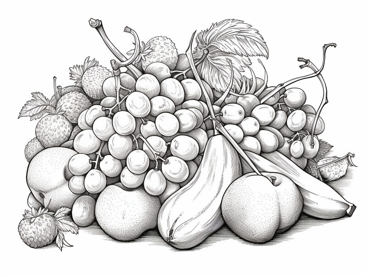 Edible Art Fruit Veggie Coloring Coloring Page