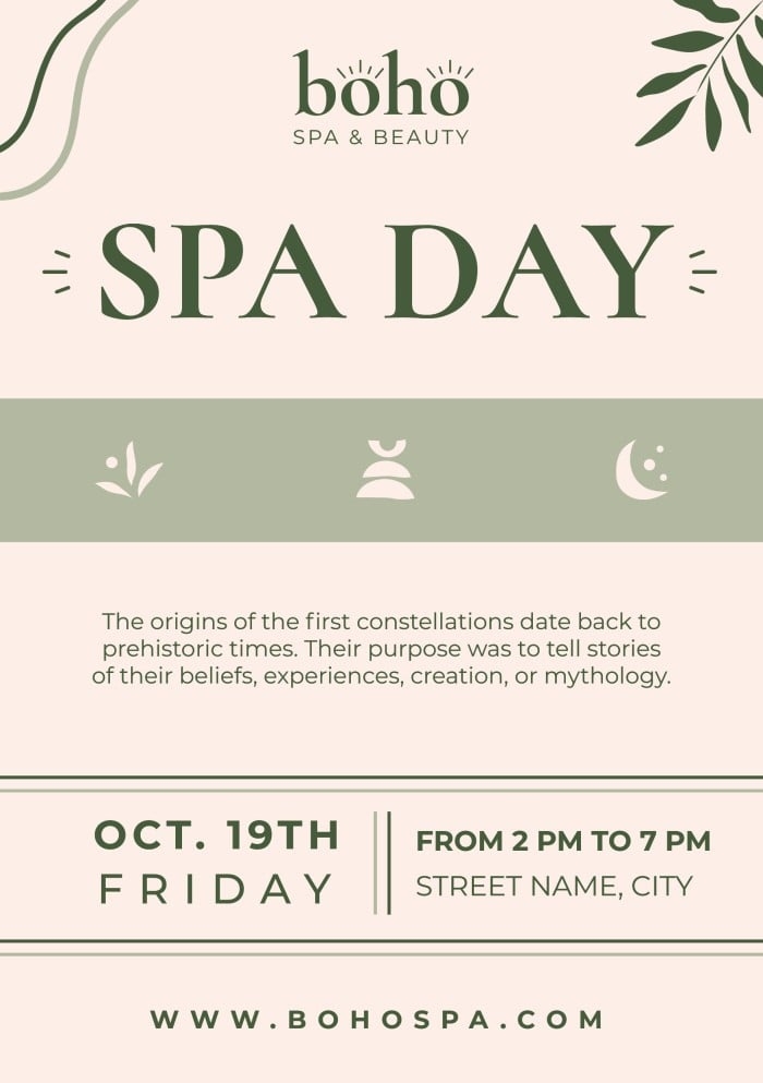 Edit This Abstract Boho Spa Day Invitation Template Online
