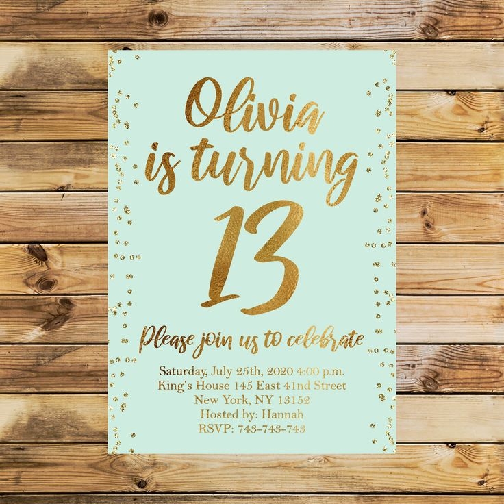 Editable 13th Birthday Invitation Electronic Rustic Birthday 