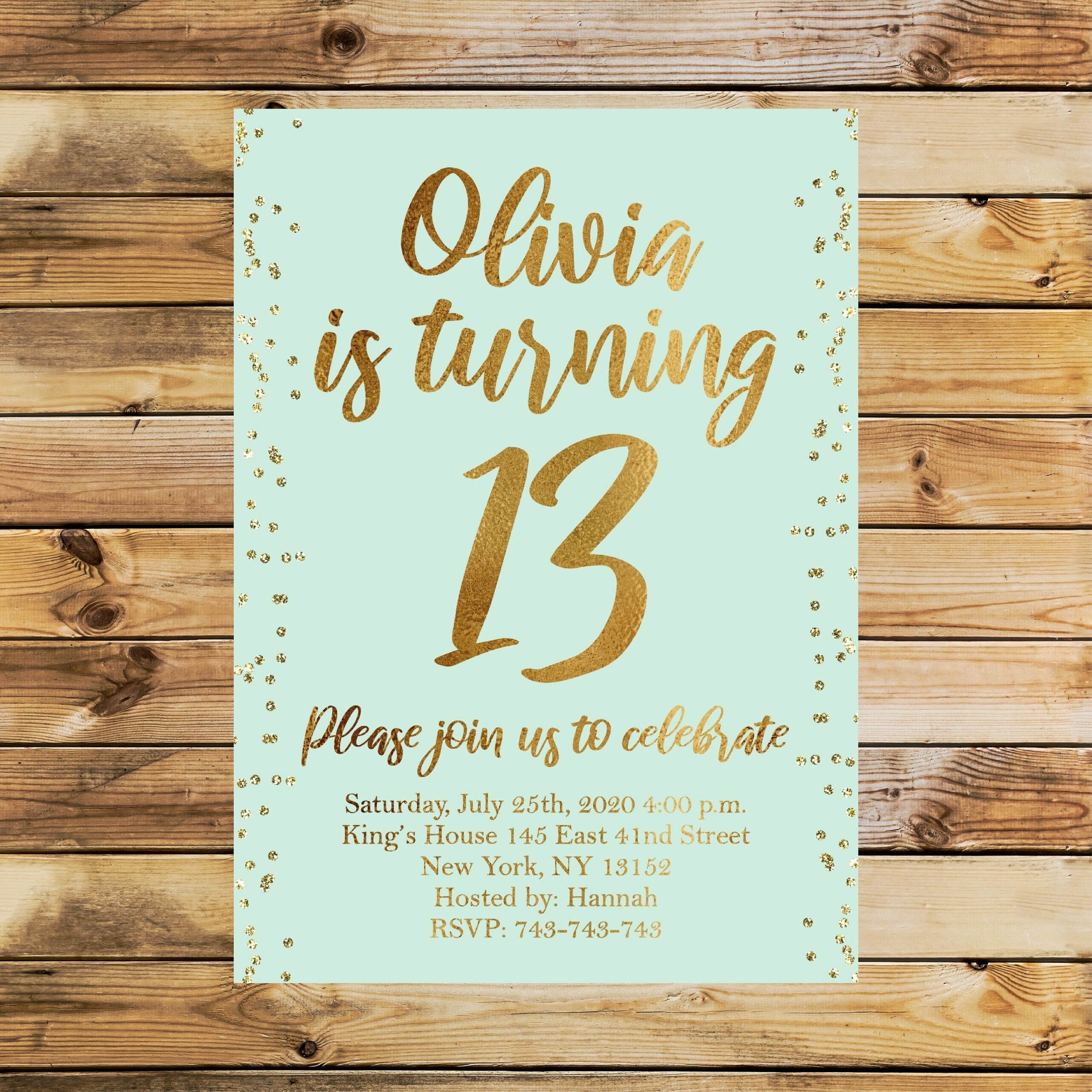 Editable 13th Birthday Invitation Electronic Rustic Birthday