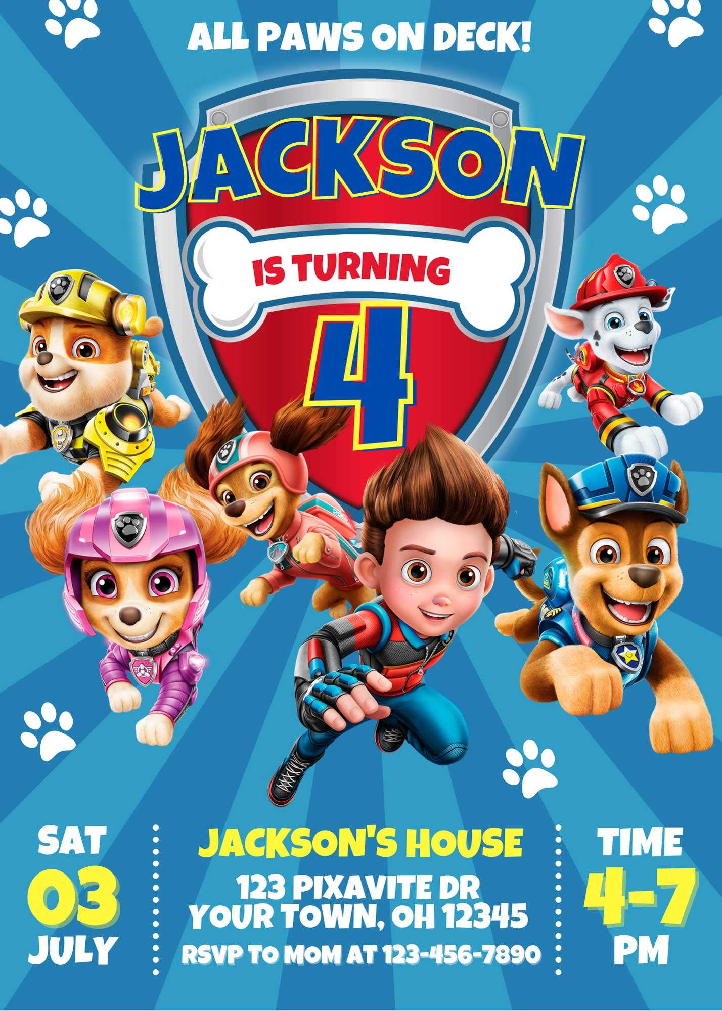 paw patrol birthday party invitation template free