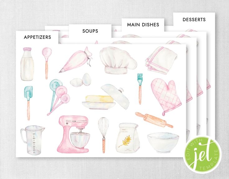 8 recipe card dividers printable