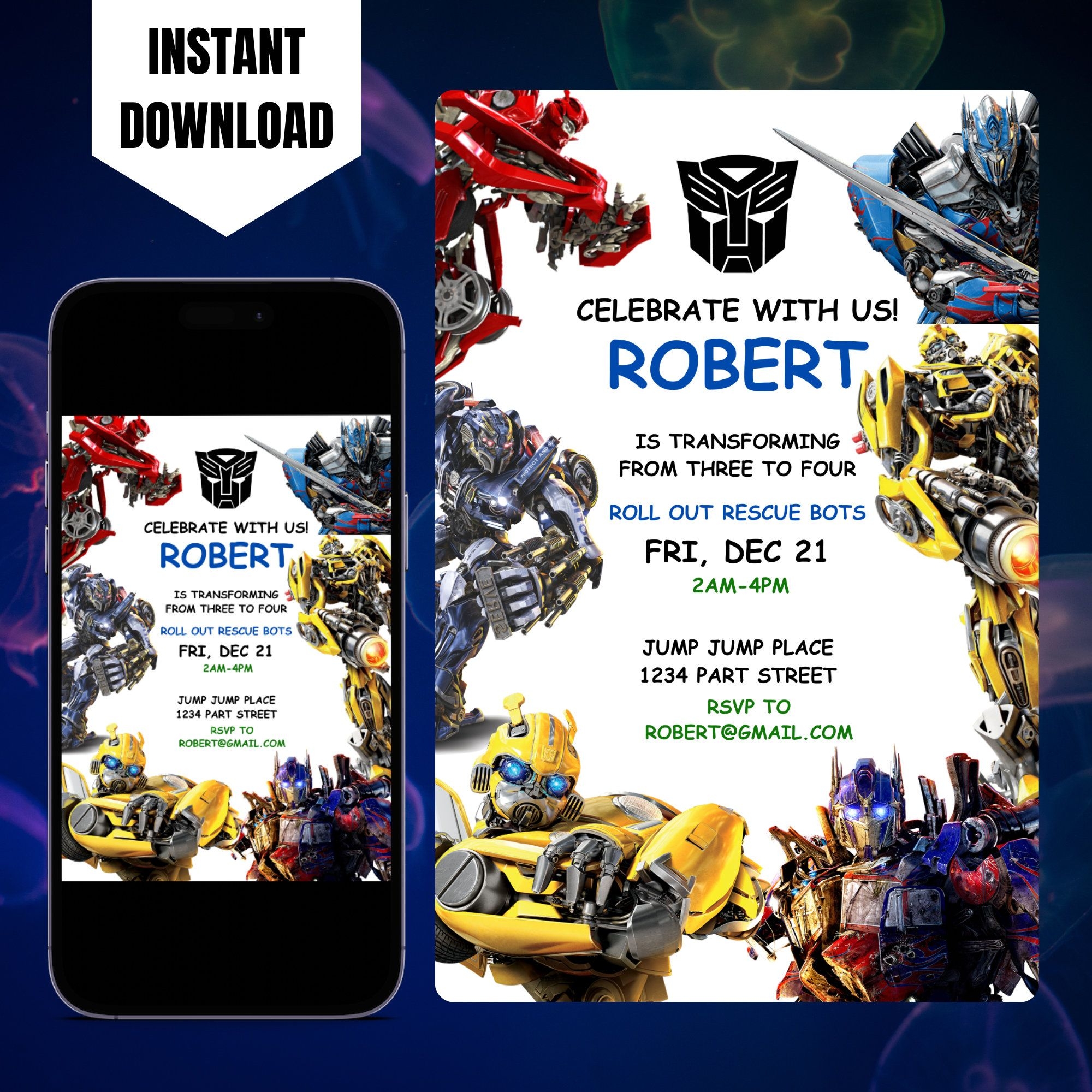 rescue bots invitation template