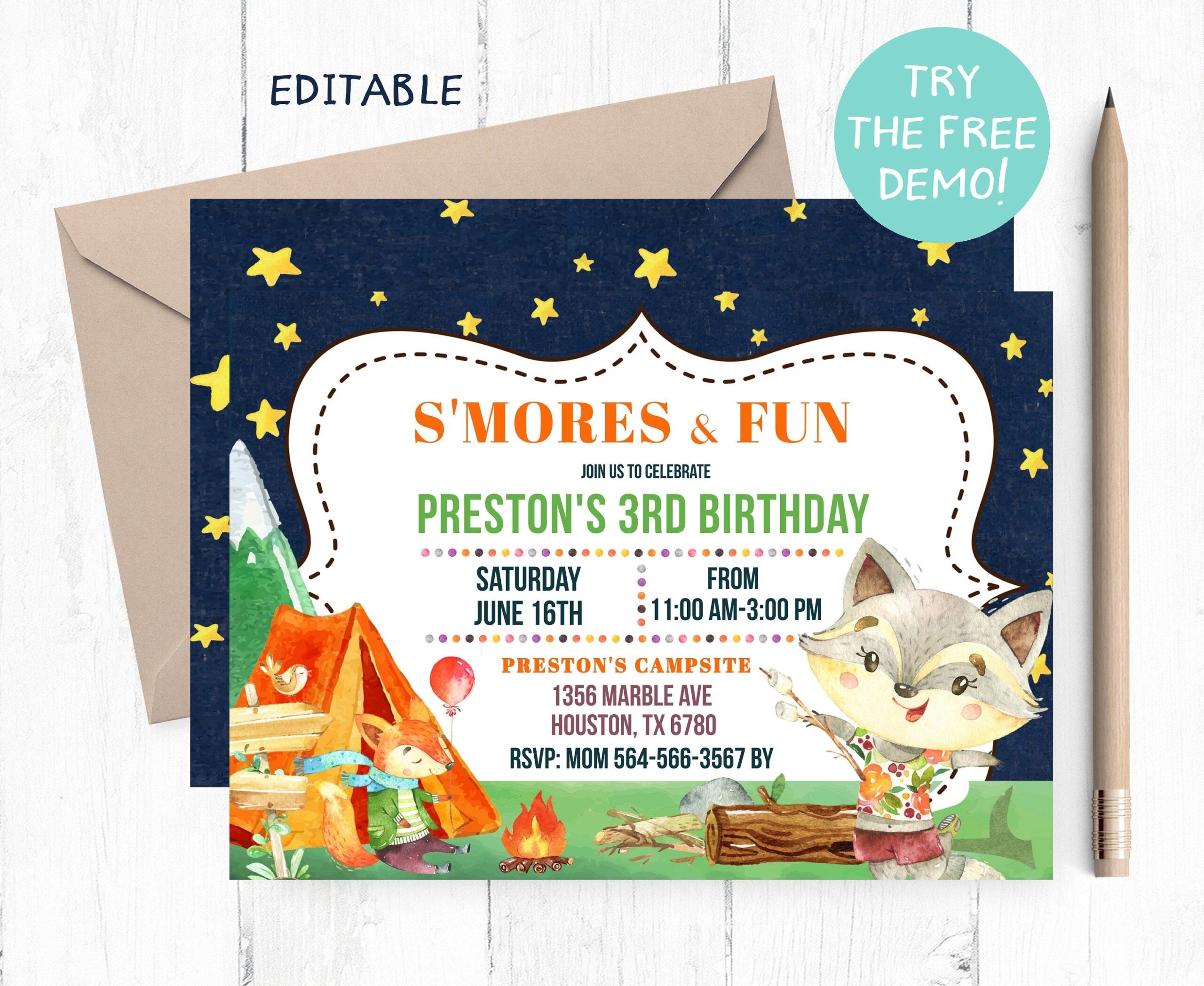 Editable S 39 mores Fun Invitation Smores Fun Editable Template Smores