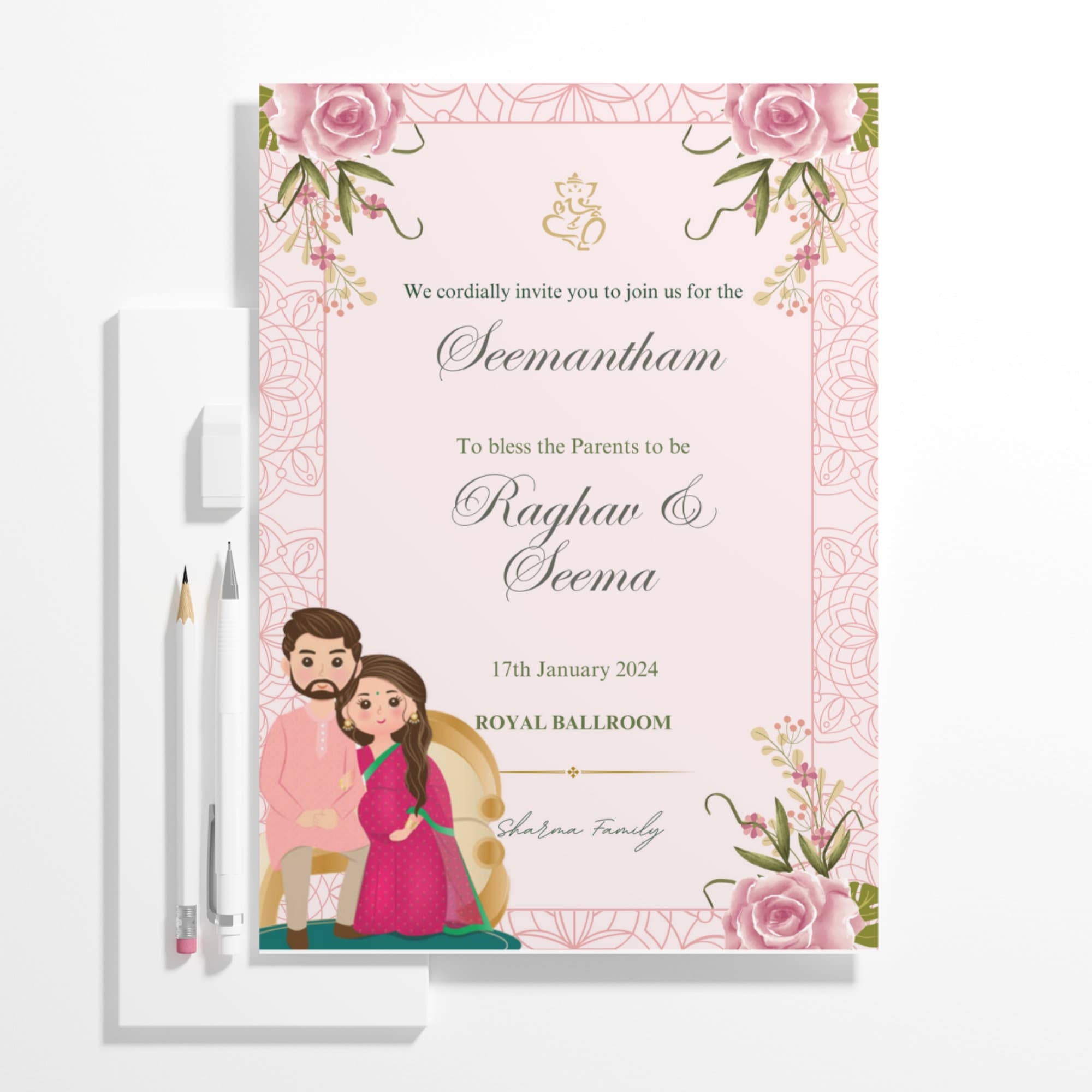 seemantham invitation template free editable