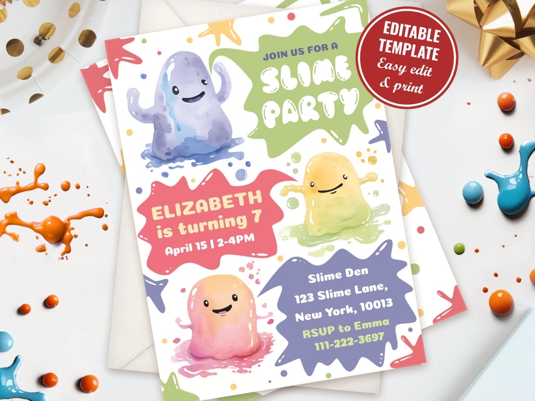 slime party invitation template