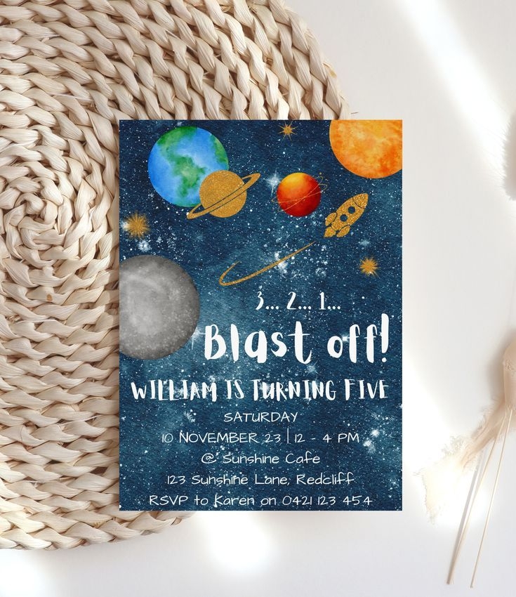 Editable Solar System Birthday Invitation