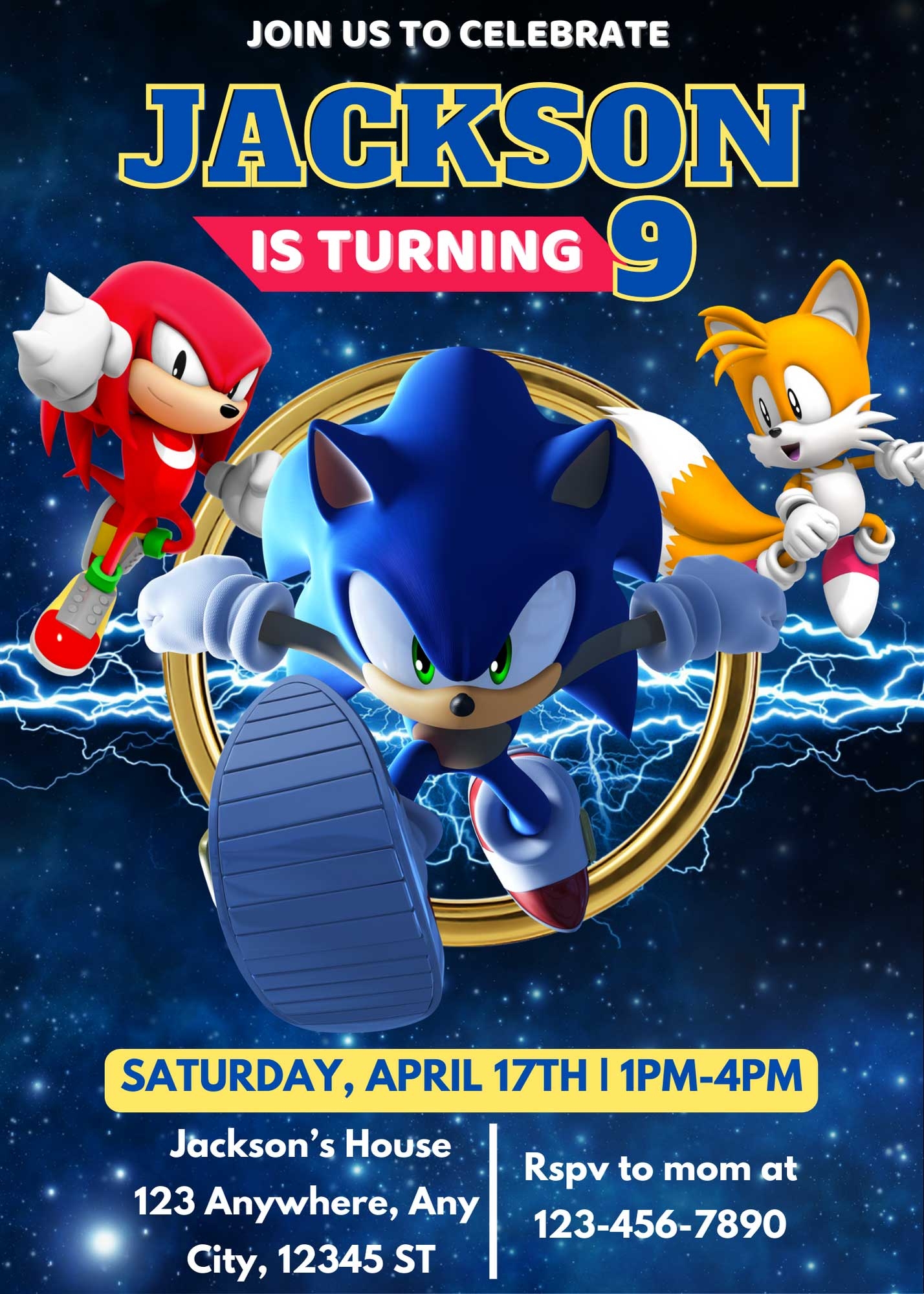 sonic the hedgehog invitation template