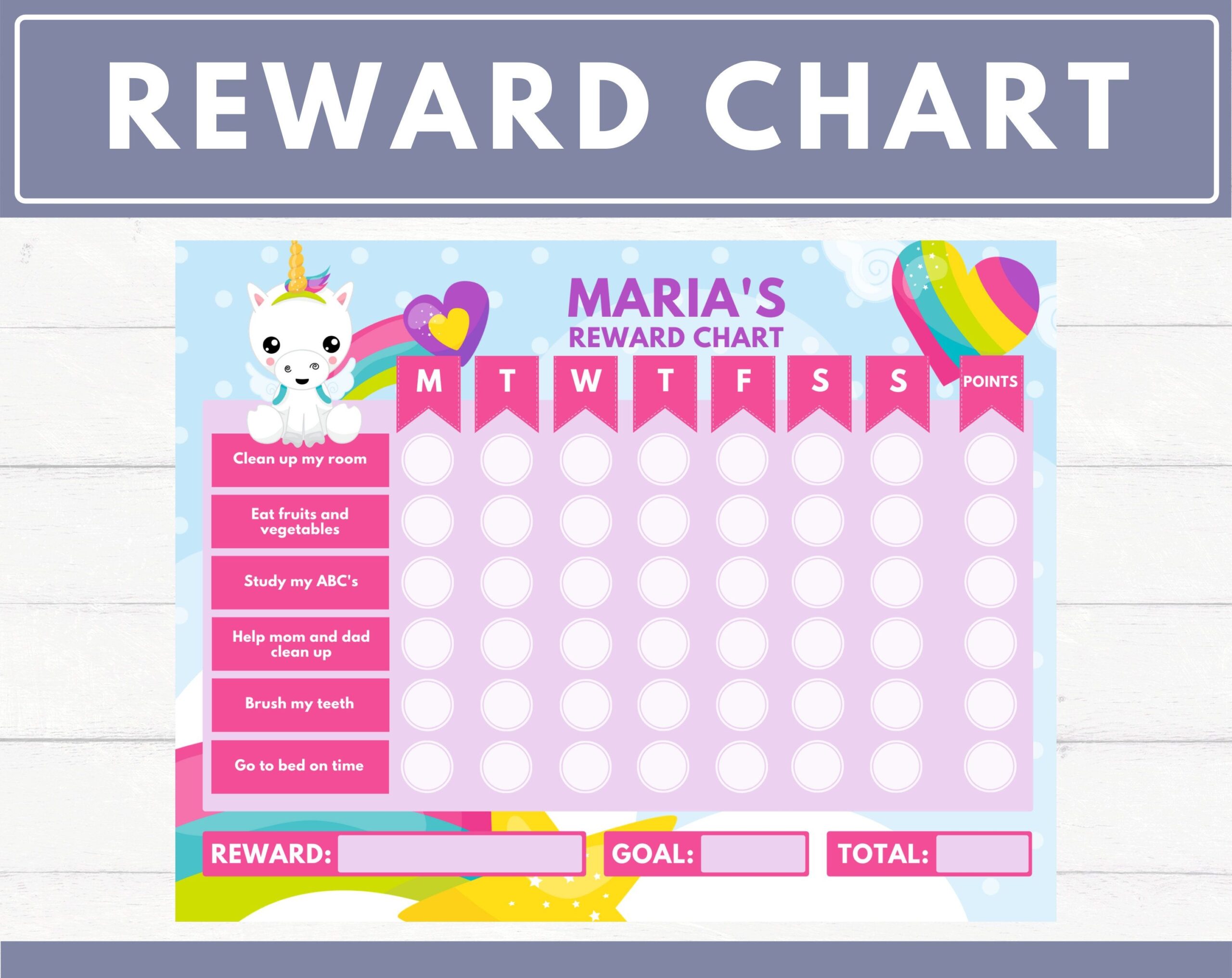 free printable editable reward chart template