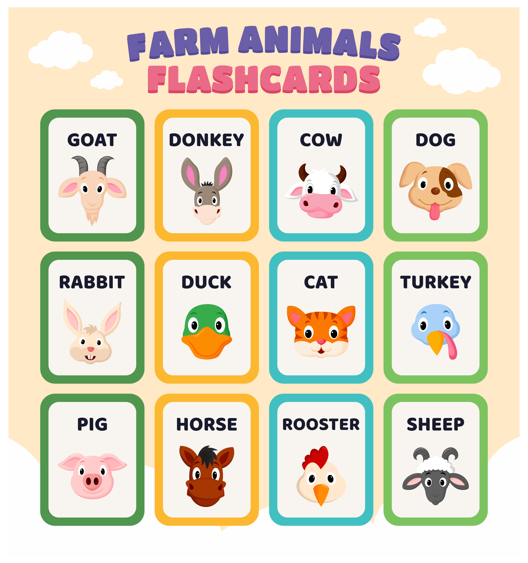 animals printable cards
