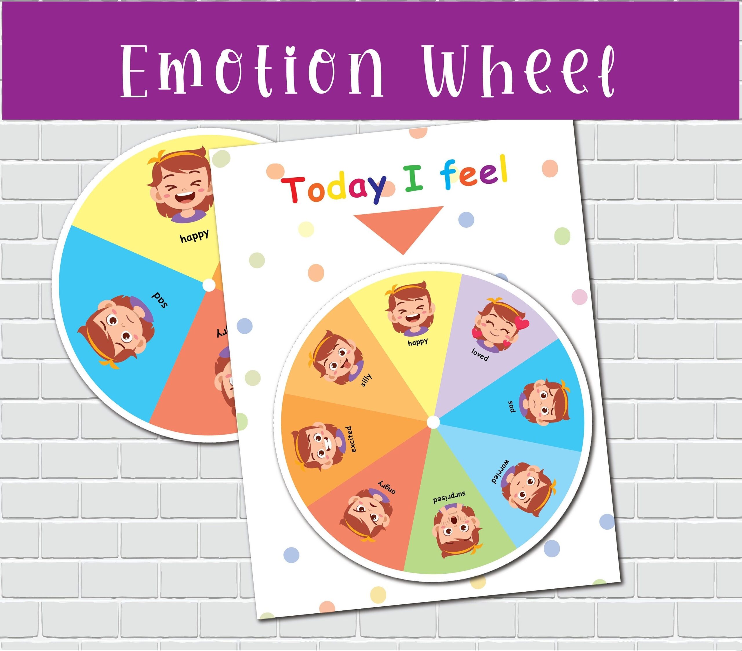 Emotions Wheel Printable Activity For Girls Kids Feelings Emotions 