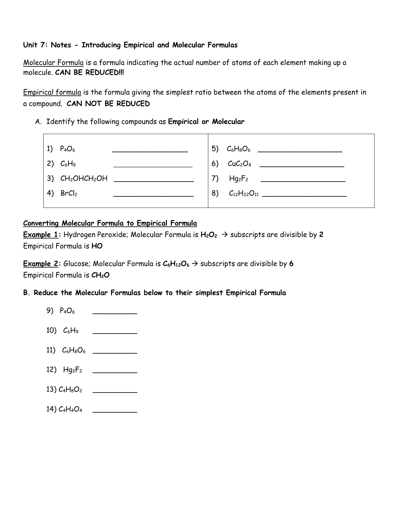 unit 5 empirical formulas worksheet answers