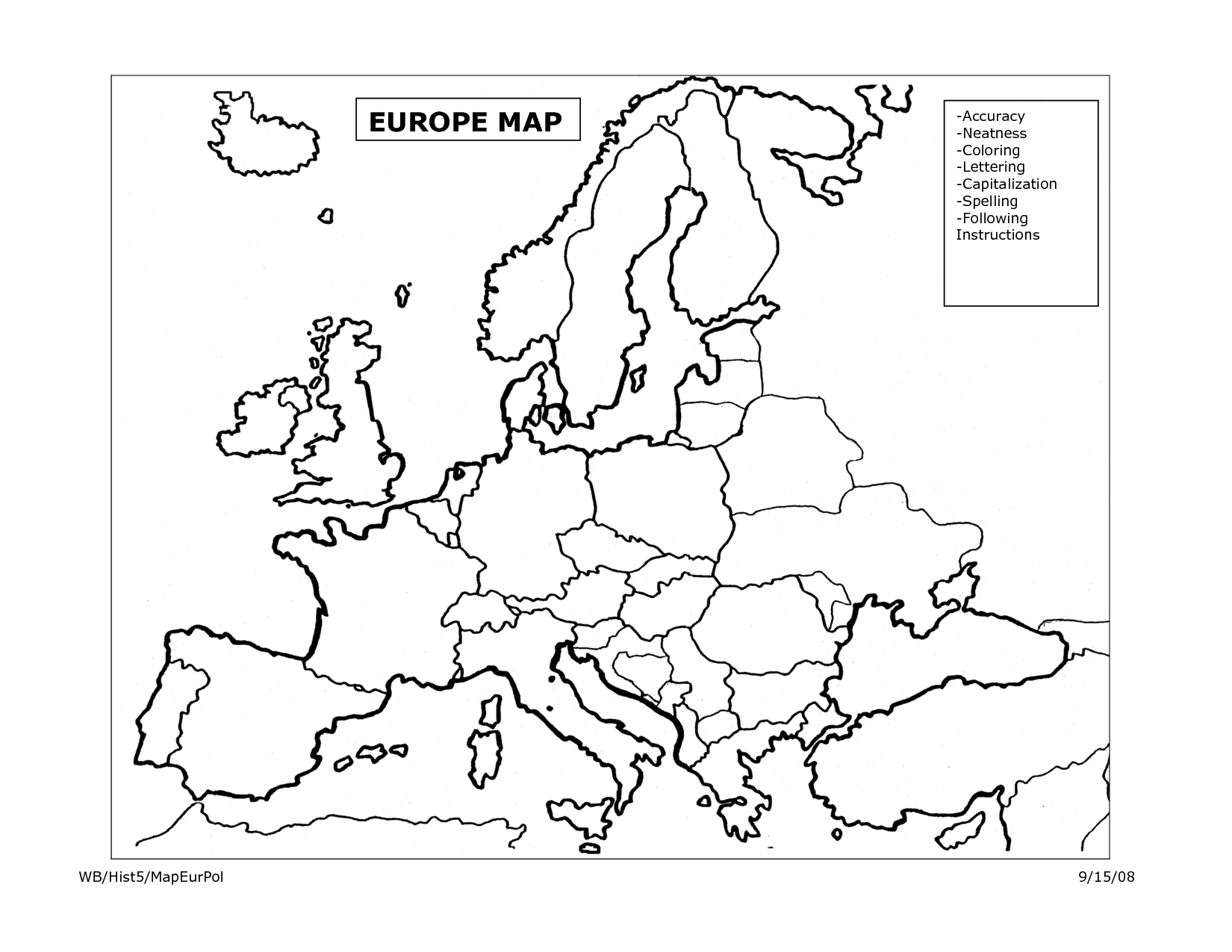 Europe Map Coloring Pages Coloring Home
