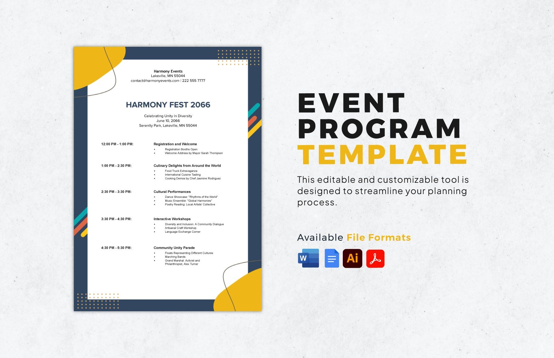 Event Program Invitation Template In Word Illustrator Publisher PSD 