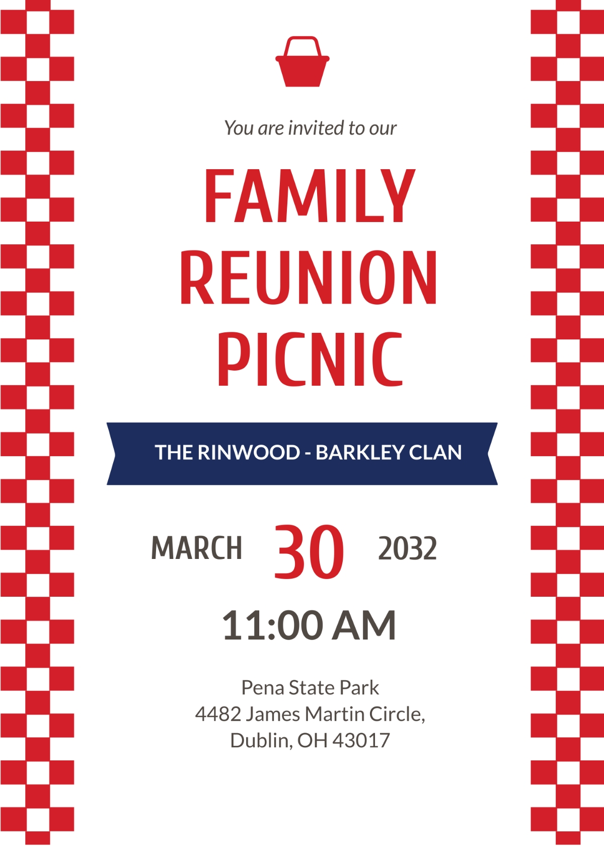 Family Reunion Picnic Invitation Template Edit Online Download 