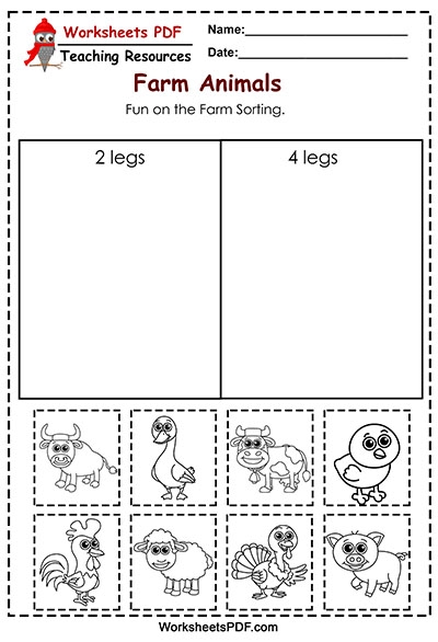 Farm Animal Sorting Printable