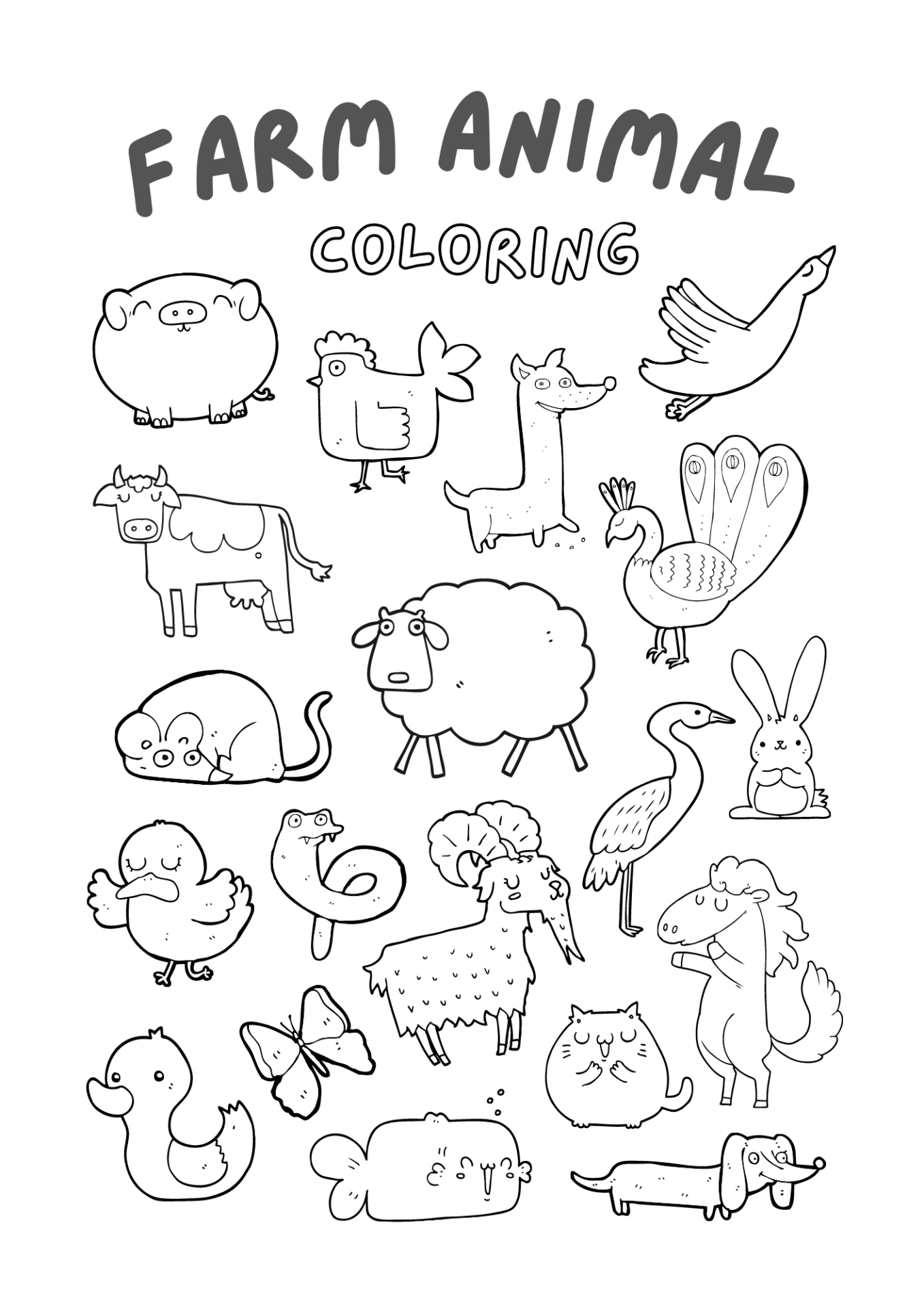 free printable coloring pictures of farm animals