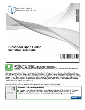Fillable Online Preschool Open House Invitation Template 