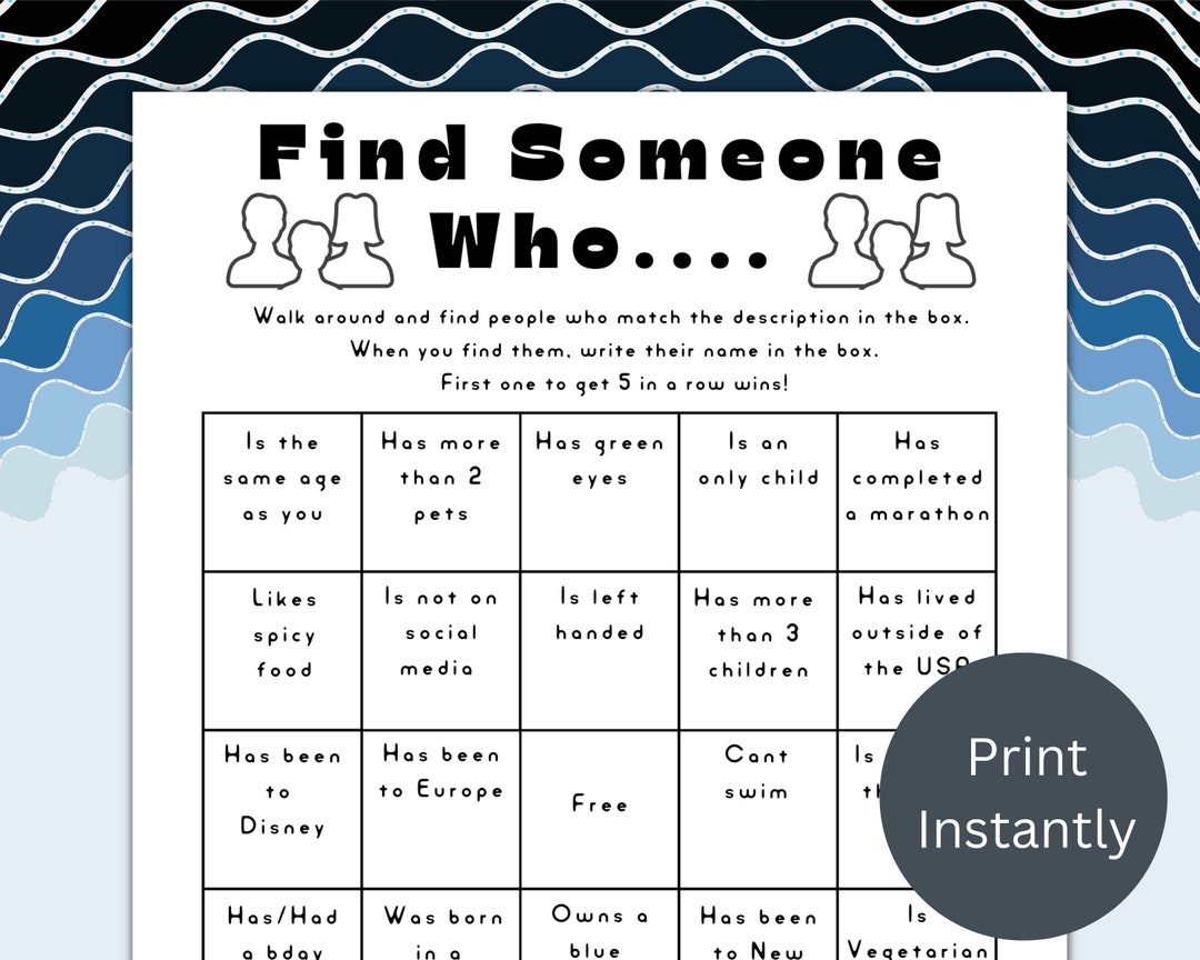 youth group find someone who game printable