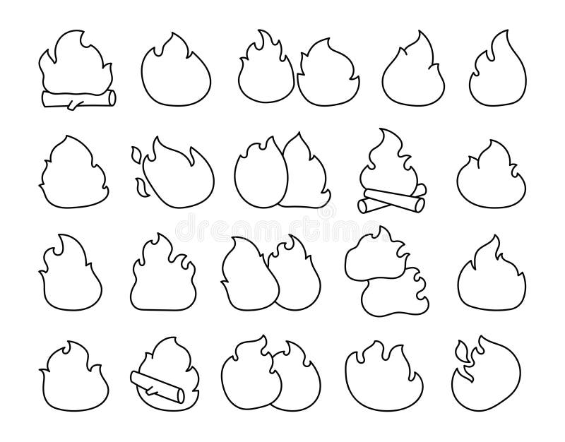 Fire Flame Coloring Page Stock Vector Illustration Of Page 308012444