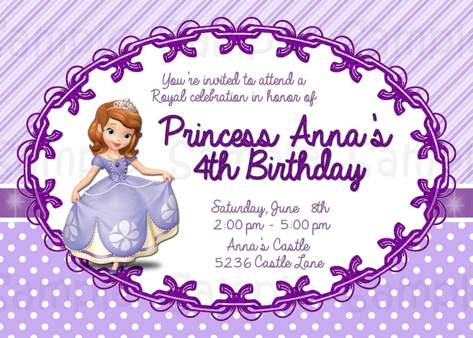 sofia the first birthday invitation template