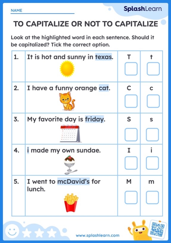 First Grade Capitalization Worksheets TheWorksheets CoM Worksheets