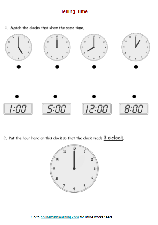 worksheets time