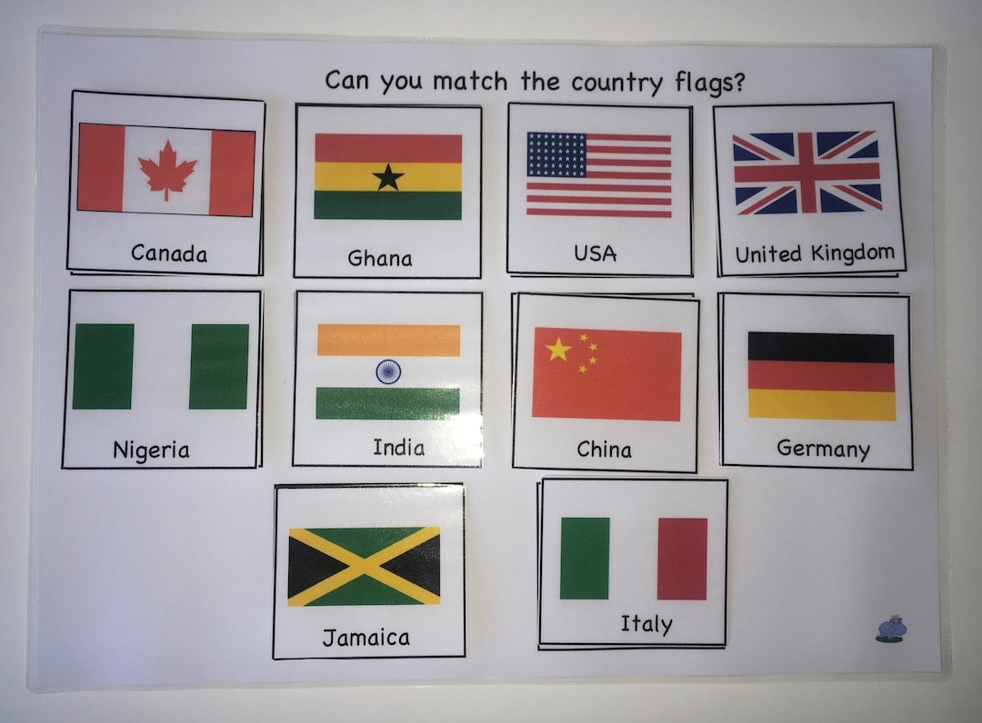Flag Matching Game Country Flags Countries Game World Etsy