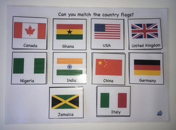 Flag Matching Game Country Flags Countries Game World Etsy