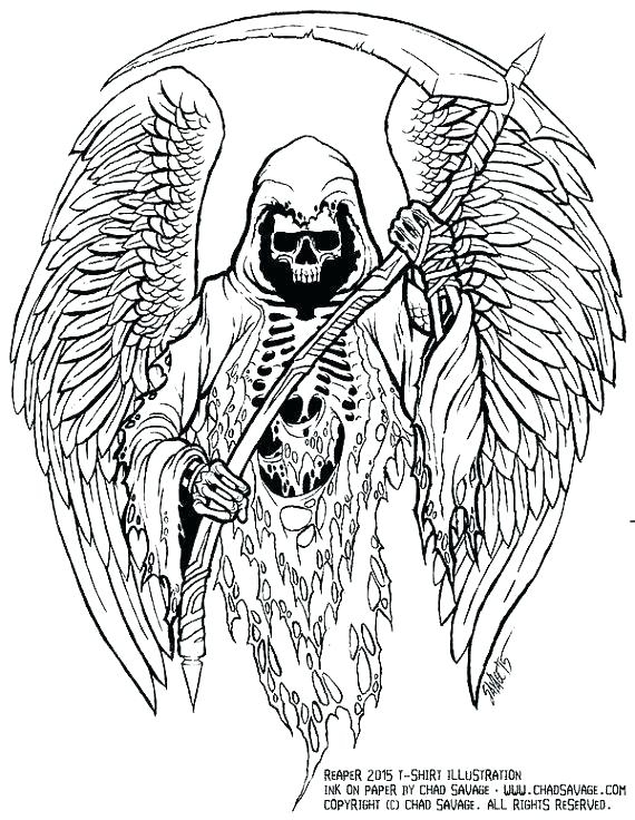 Flying Grim Reaper Coloring Pages Free Printable Coloring Pages