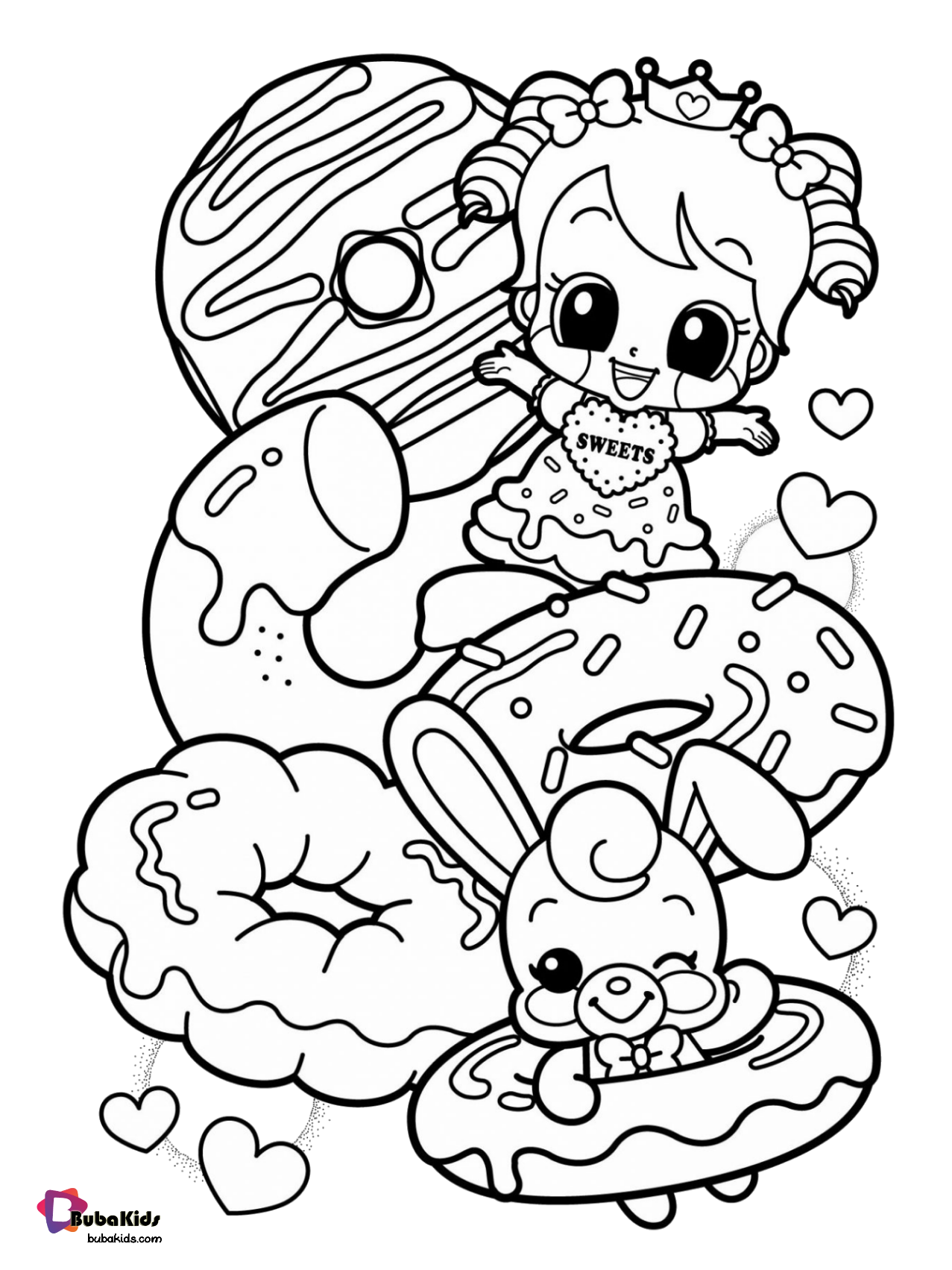 Food Donuts Coloring Page Collection Of Cartoon Coloring Pages For