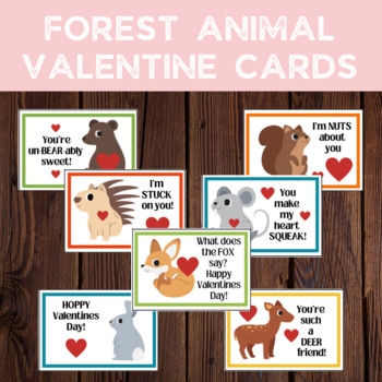 Forest Animal Valentines Cards By Wildwood Academy TPT
