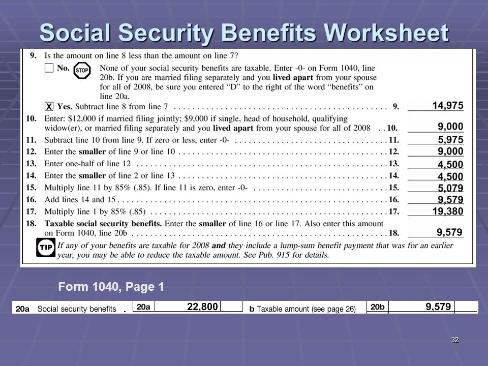 1040 social security worksheet