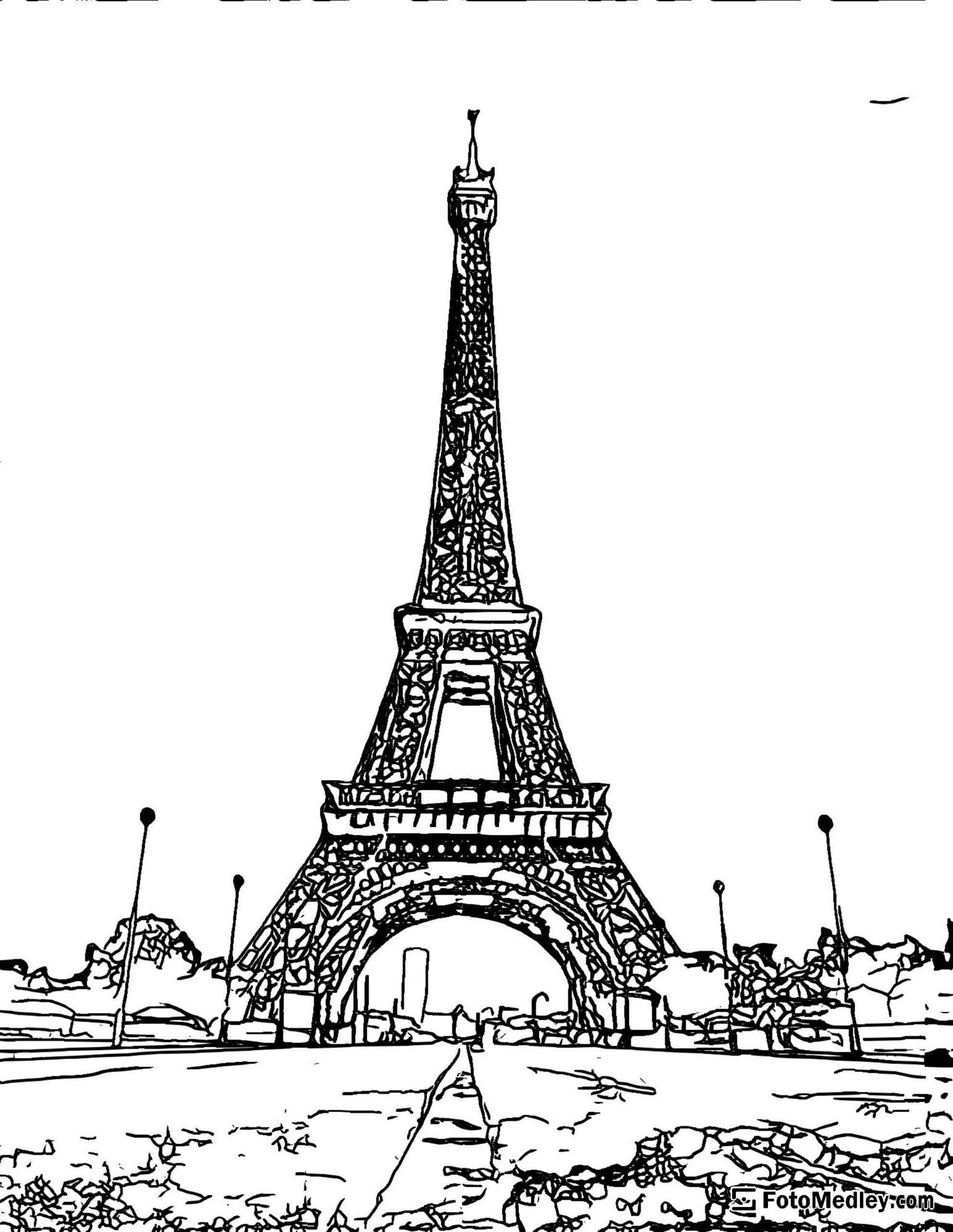 FotoMedley Eiffel Tower Free Coloring Page
